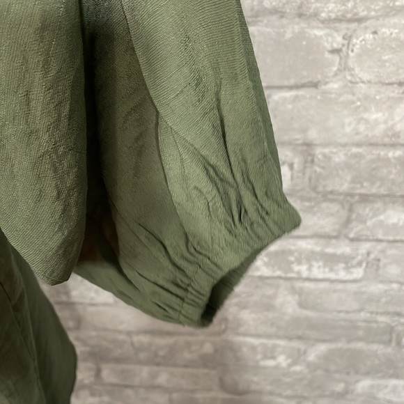 Nanette Lepore Smocked Green Button Down Top - Picture 5 of 8